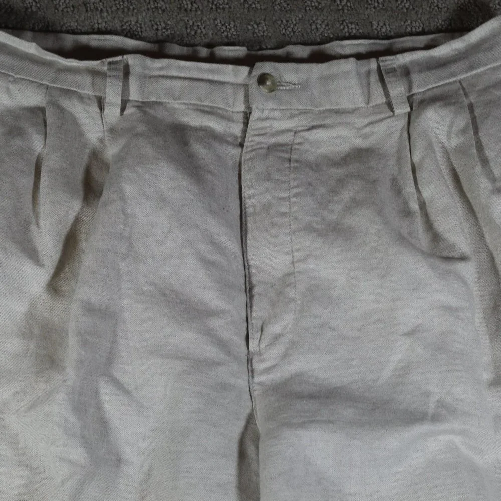 Roundtree and Yorke Men's 36x32 Cream-colored Linen/Cotton Blend Pants